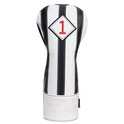 Craftsman Golf® Custom Your Name Black & White Stripe Leather Golf Head Covers