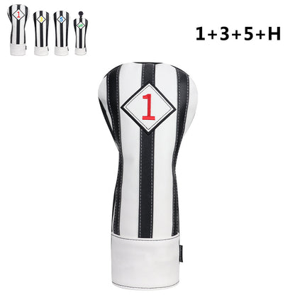 Craftsman Golf® Custom Your Name Black & White Stripe Leather Golf Head Covers