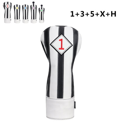 Craftsman Golf® Custom Your Name Black & White Stripe Leather Golf Head Covers