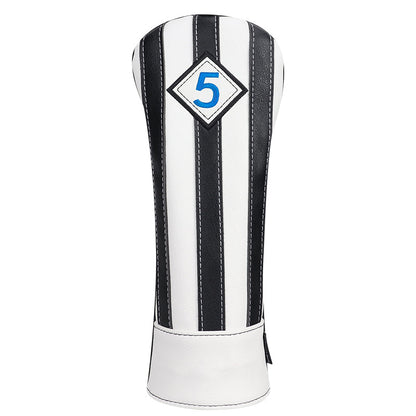 Craftsman Golf® Custom Your Name Black & White Stripe Leather Golf Head Covers