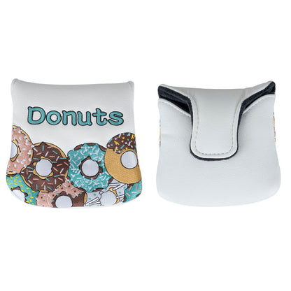 Donuts White Leather Golf Club Large Mallet Putter Head Cover With Magnet Closure - Craftsman Golf
