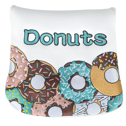 Donuts White Leather Golf Club Large Mallet Putter Head Cover With Magnet Closure - Craftsman Golf