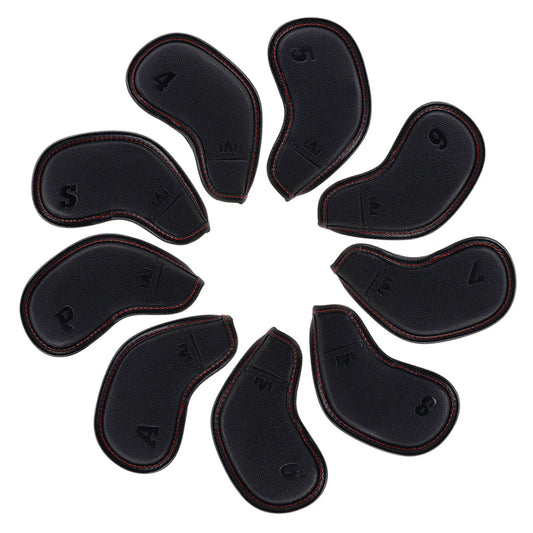 Embossed Number Black Leather Iron Cover Set