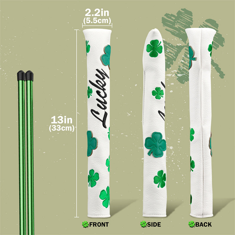 Four-Leaf Clover Leather Alignment Stick Cover - Craftsman Golf