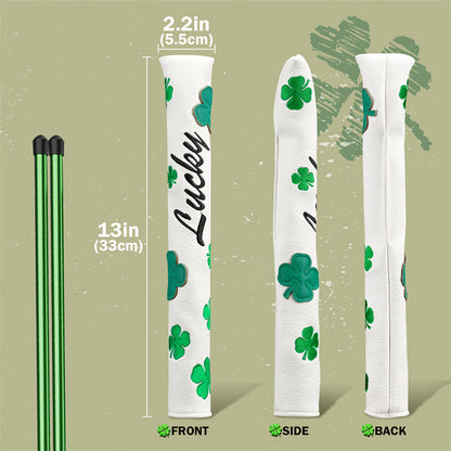 Four-Leaf Clover Leather Alignment Stick Cover - Craftsman Golf