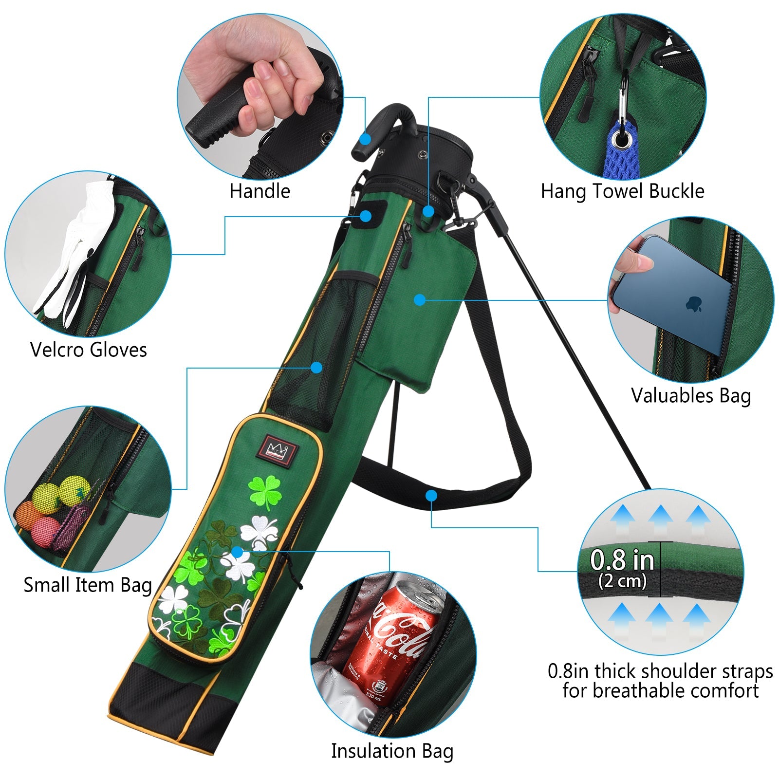 Four-Leaf Clover Lightweight Golf Stand Bag With Rain Cover-Craftsman Golf
