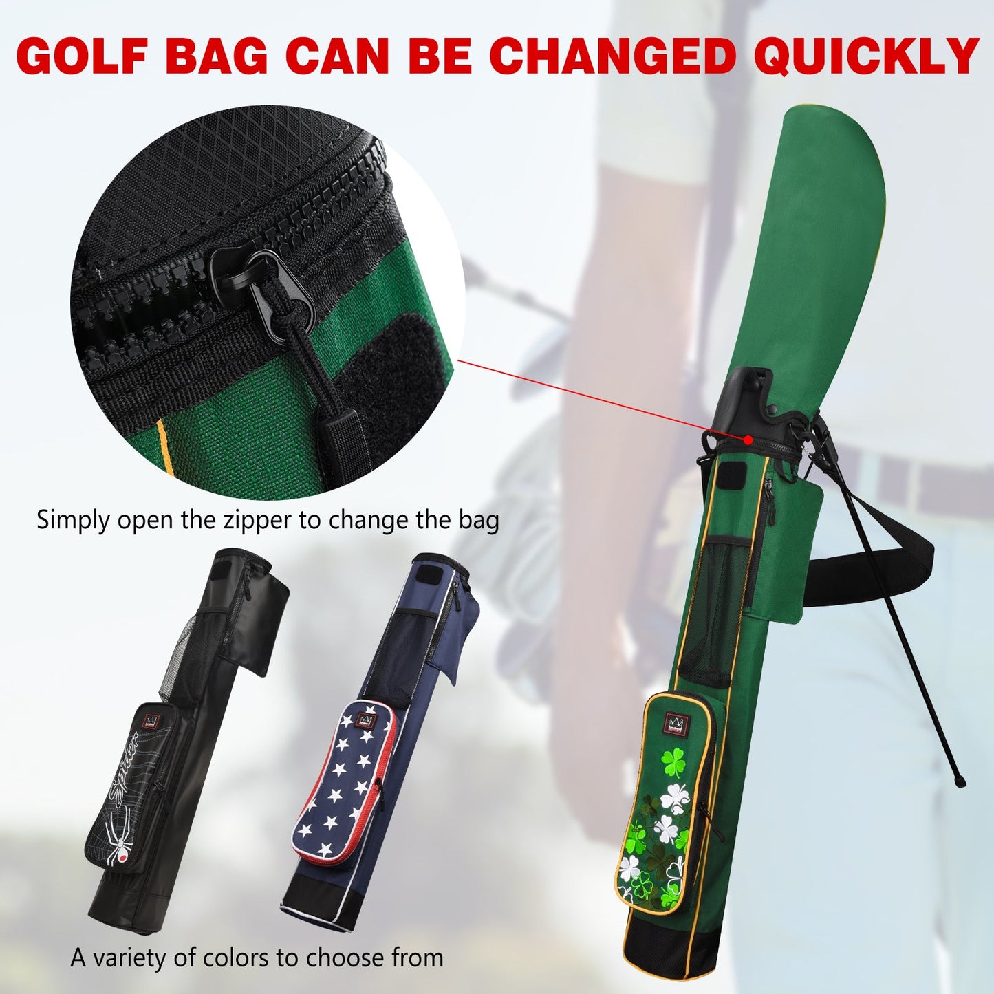 Four-Leaf Clover Lightweight Golf Stand Bag With Rain Cover-Craftsman Golf