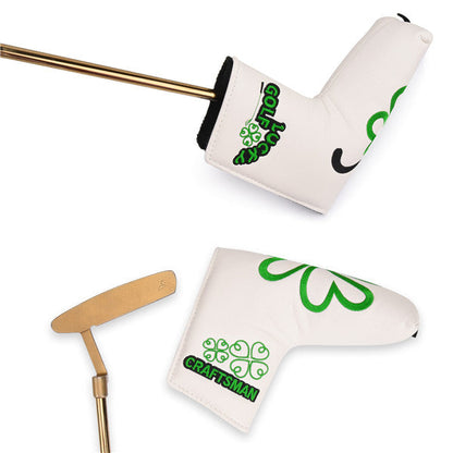 Green Lucky Clover Leather Putter Head Cover
