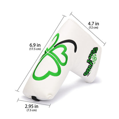 Green Lucky Clover Leather Putter Head Cover