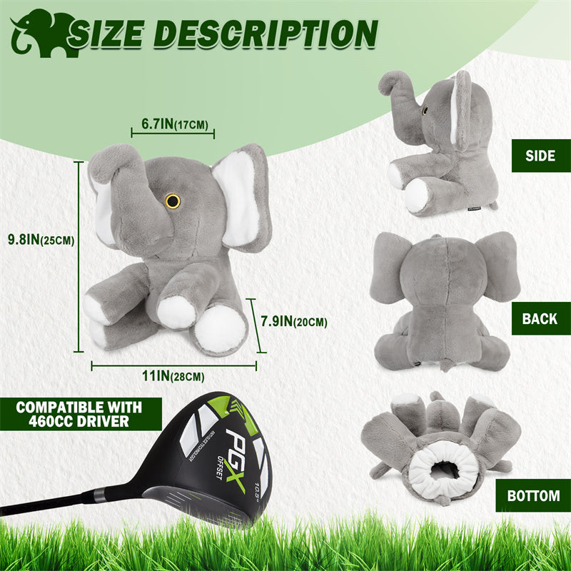 Grey Elephant Animal Golf Club Driver Head Cover - Craftsman Golf