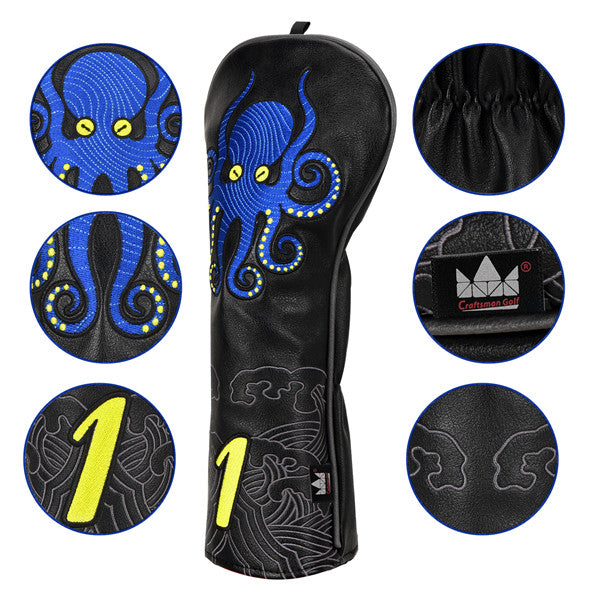 Craftsman Golf Octopus And Auspicious Cloud Leather Driver Head Cover