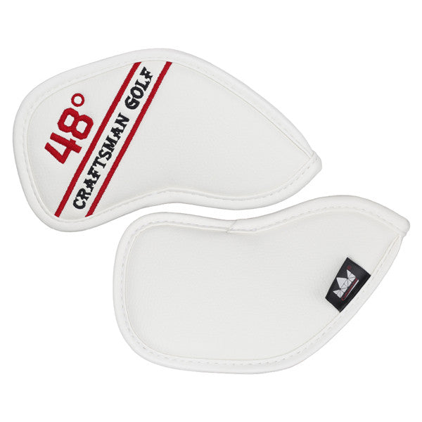 Colorful Embroidery Protective White Leather Wedge Iron Headcover 48° 50° 52° 54° 56° 58° 60° 62° 64°