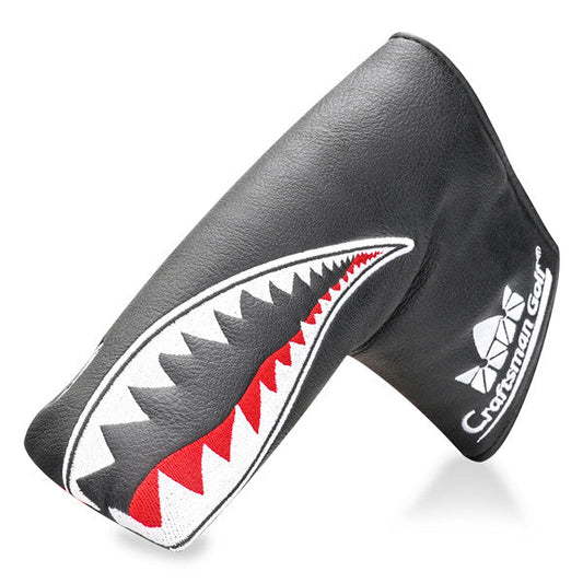 Shark Embroidery Black Leather Blade Putter Headcover -Craftsman Golf