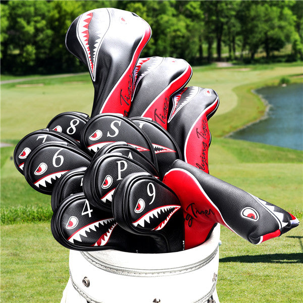 Shark Embroidery Black Leather Blade Putter Headcover -Craftsman Golf