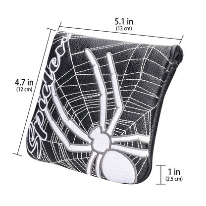 Spider Embroidery Leather Large Mallet Putter Headcover - Craftsman Golf 