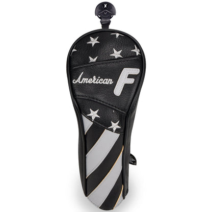 Stars and Stripes Black Leather Golf Wood Head Cover