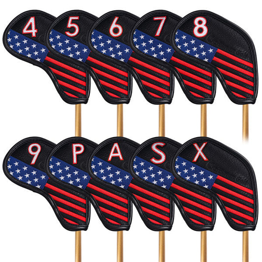 Stars and Stripes Protective Iron Headcovers Set (4-9,P,A,S,X) - CraftsmanGolf
