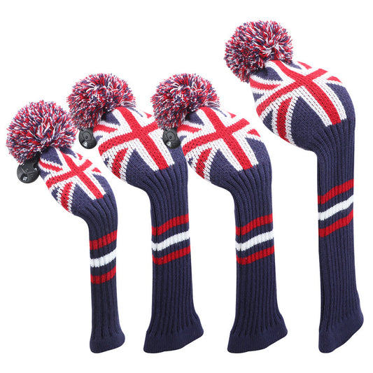  UK Union Flag Knitted Pom Pom Golf Head Cover - Craftsman Golf