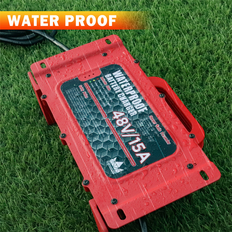 Waterproof EZGO 15 AMP 48 Volt Golf Cart Battery Charger TXT RXV With 3-Pin Handle Plug - Craftsman golf