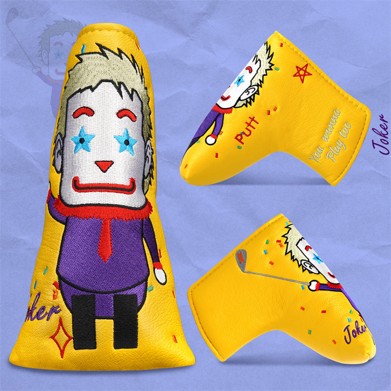 Yellow PU Leather Clown Man Golf Club Blade Putter Head Cover