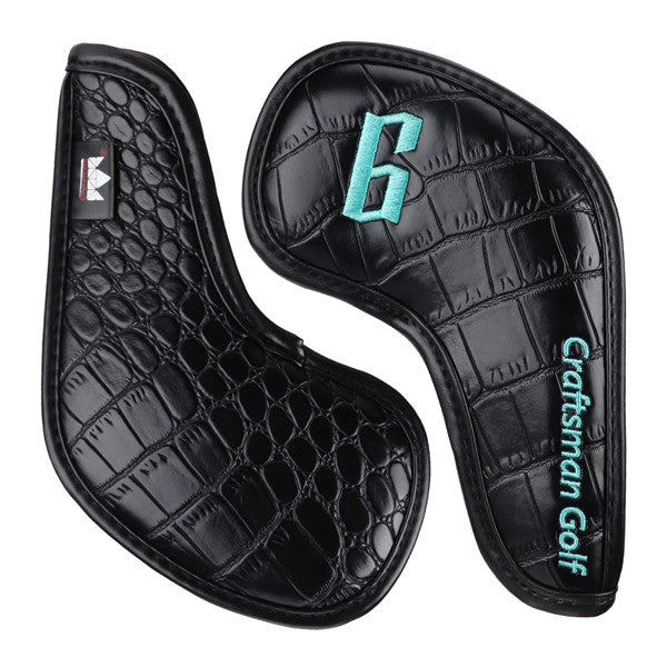 Black Crocodile Pattern Leather Iron Head Cover Set - CraftsmanGolf