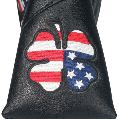 Black Leather Lucky Clover Blade Putter Cover - CraftsmanGolf