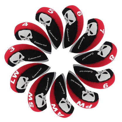 Red&Black Skull Neoprene Iron Head Cover Set (3-9,P,A,S,L) - CraftsmanGolf