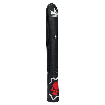 Black leather Skull Alignment Stick Covers with Snap Button - CraftsmanGolf