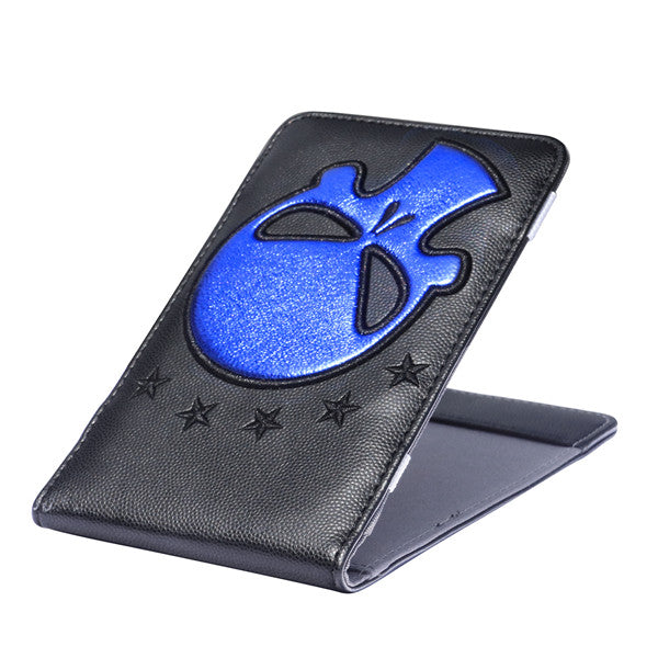 Blue Skull Black Leather Scorecard and Yardage Book Holder - CraftsmanGolf