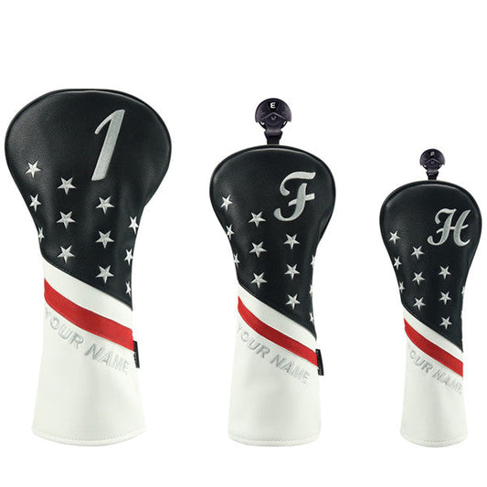 Custom Grey Stars Golf Wood Headcovers- CraftsmanGolf