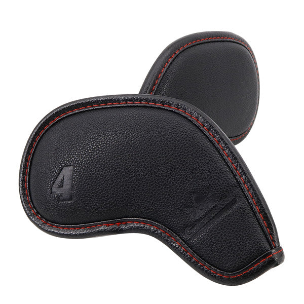 Embossed Number Black Leather Iron Cover Set - CraftsmanGolf