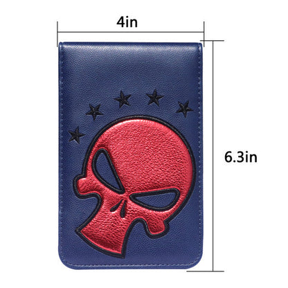 Red Skull Blue Leather Scorecard and Yardage Book Holder - CraftsmanGolf