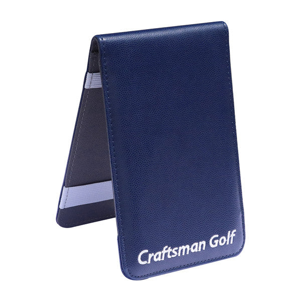 Red Skull Blue Leather Scorecard and Yardage Book Holder - CraftsmanGolf