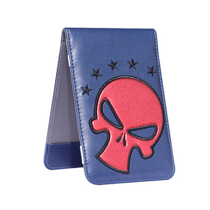 Red Skull Blue Leather Scorecard and Yardage Book Holder - CraftsmanGolf