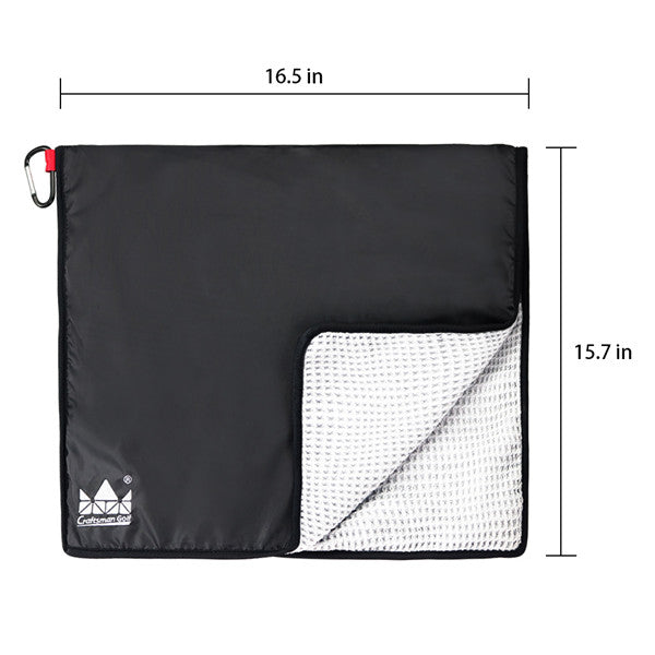 Waffle Rain Hood Golf Towel with Free Carabiner Clip(Skull or Bulldog logo) - CraftsmanGolf