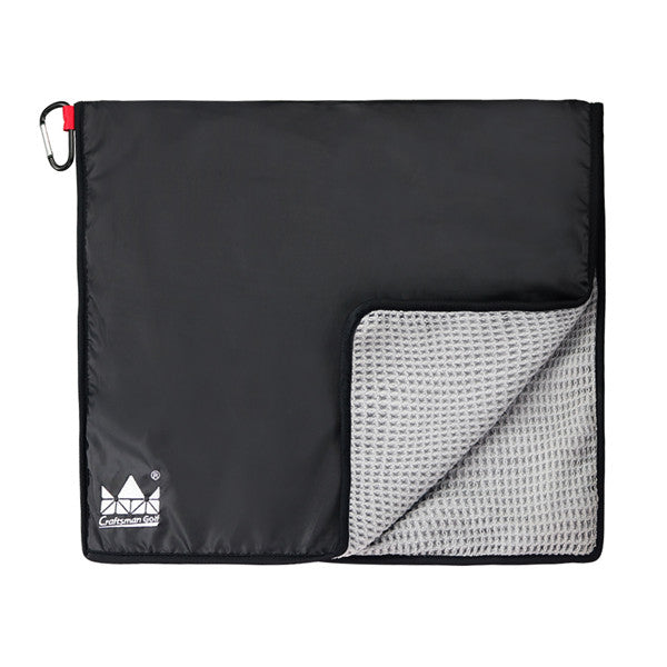 Waffle Rain Hood Golf Towel with Free Carabiner Clip(Skull or Bulldog logo) - CraftsmanGolf