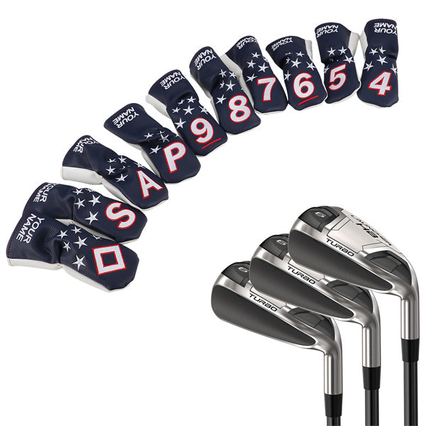 Custom Blue&White Stars Hybrid Iron Head Covers Set-Craftsman golf