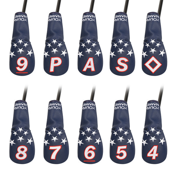 Custom Blue&White Stars Hybrid Iron Head Covers Set-Craftsman golf