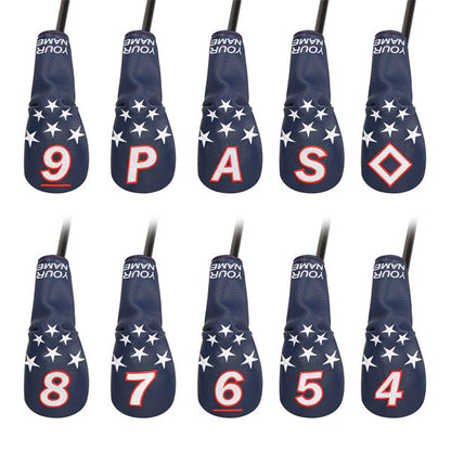 Custom Blue&White Stars Hybrid Iron Head Covers Set-Craftsman golf