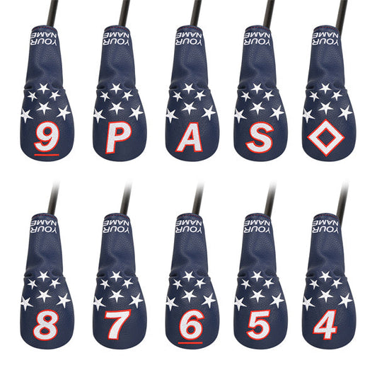 Custom Blue&White Stars Hybrid Iron Head Covers Set-Craftsman golf