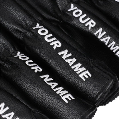 Custom With Your Name Black Leather Blue number Iron Headcovers Set
