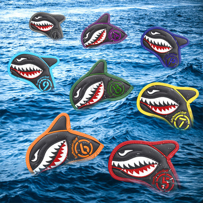 Vivid Shark Embroidery With 3D Fin Visible Red Numbers Iron Cover Set - Craftsman golf