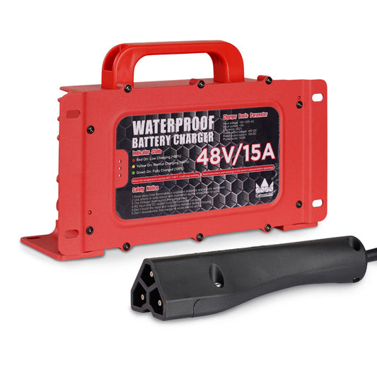 Waterproof EZGO 15 AMP 48 Volt Golf Cart Battery Charger TXT RXV With 3-Pin Handle Plug - Craftsman golf