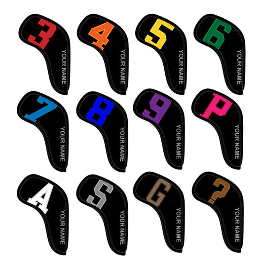 Personalized Large Colorful Number Iron Head Covers With Your Name 12pcs - Craftsman Golf