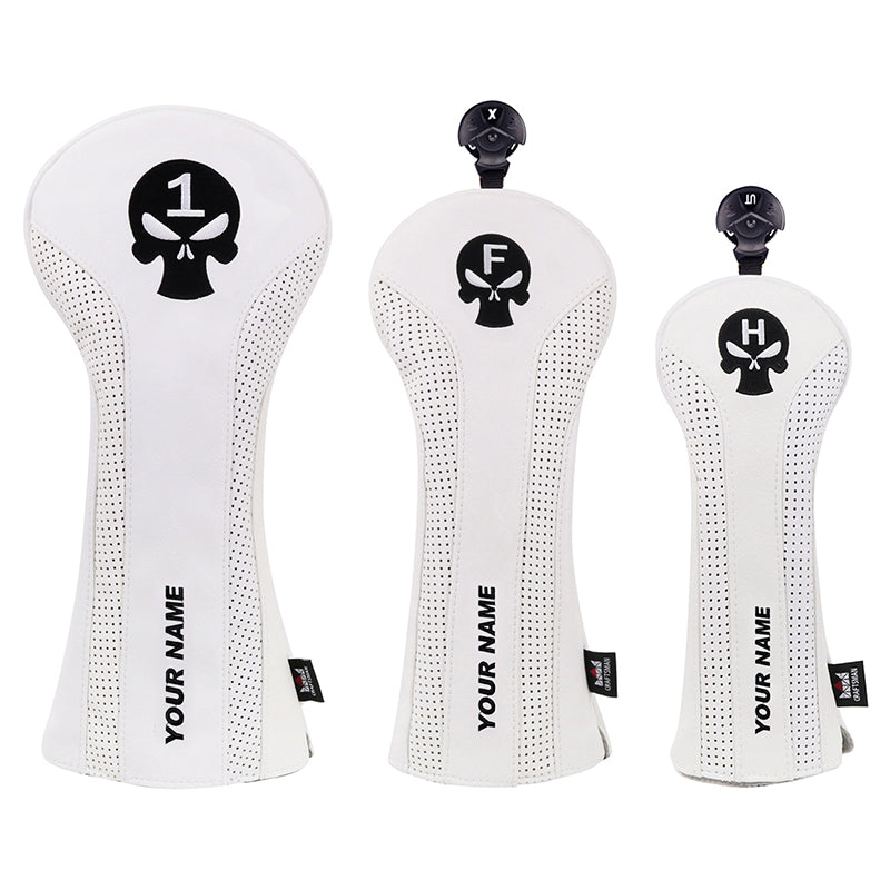 Craftsman Golf® Custom Your Name Skull Leather Golf Head Covers