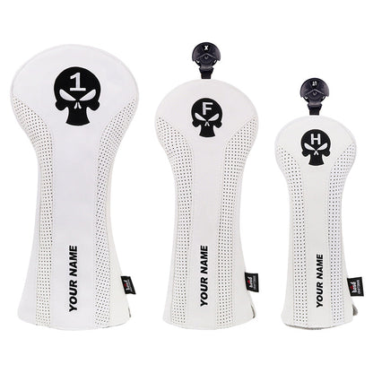 Craftsman Golf® Custom Your Name Skull Leather Golf Head Covers