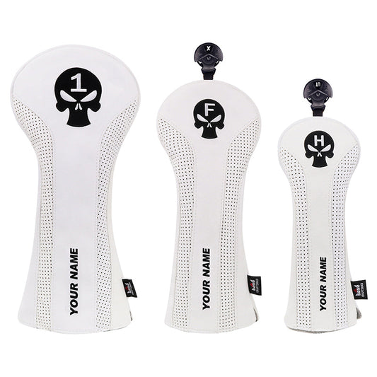 Craftsman Golf® Custom Your Name Skull Leather Golf Head Covers