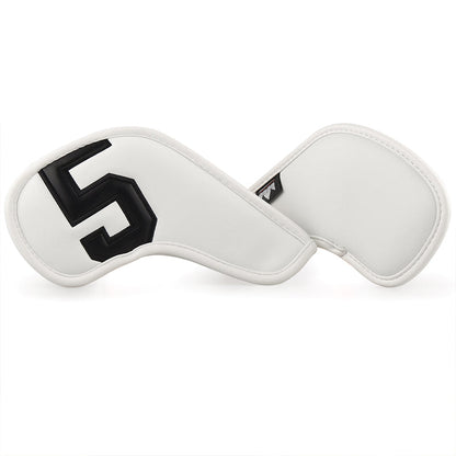 Personalized Large Number White Leather Iron Head Covers With Your Name 10pcs